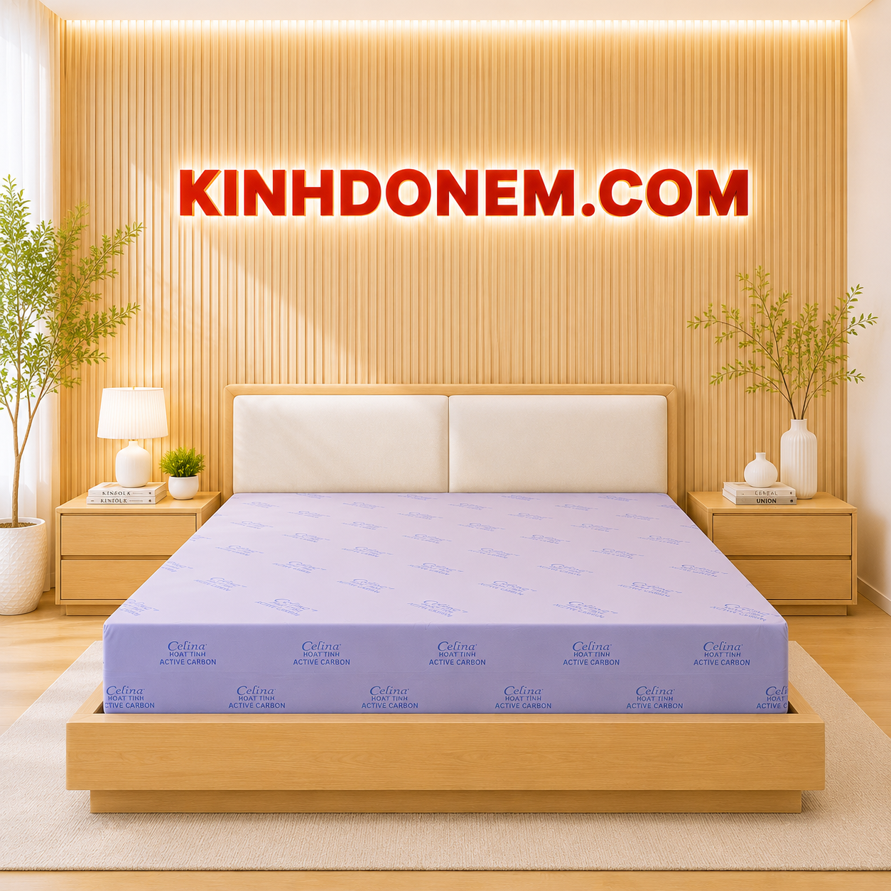 Nệm-Cao-Su-hoạt-tinh-celina Nệm cao su non hoạt tính Celina nâng đỡ êm ái, đàn hồi tốt cho phòng ngủ hiện đại