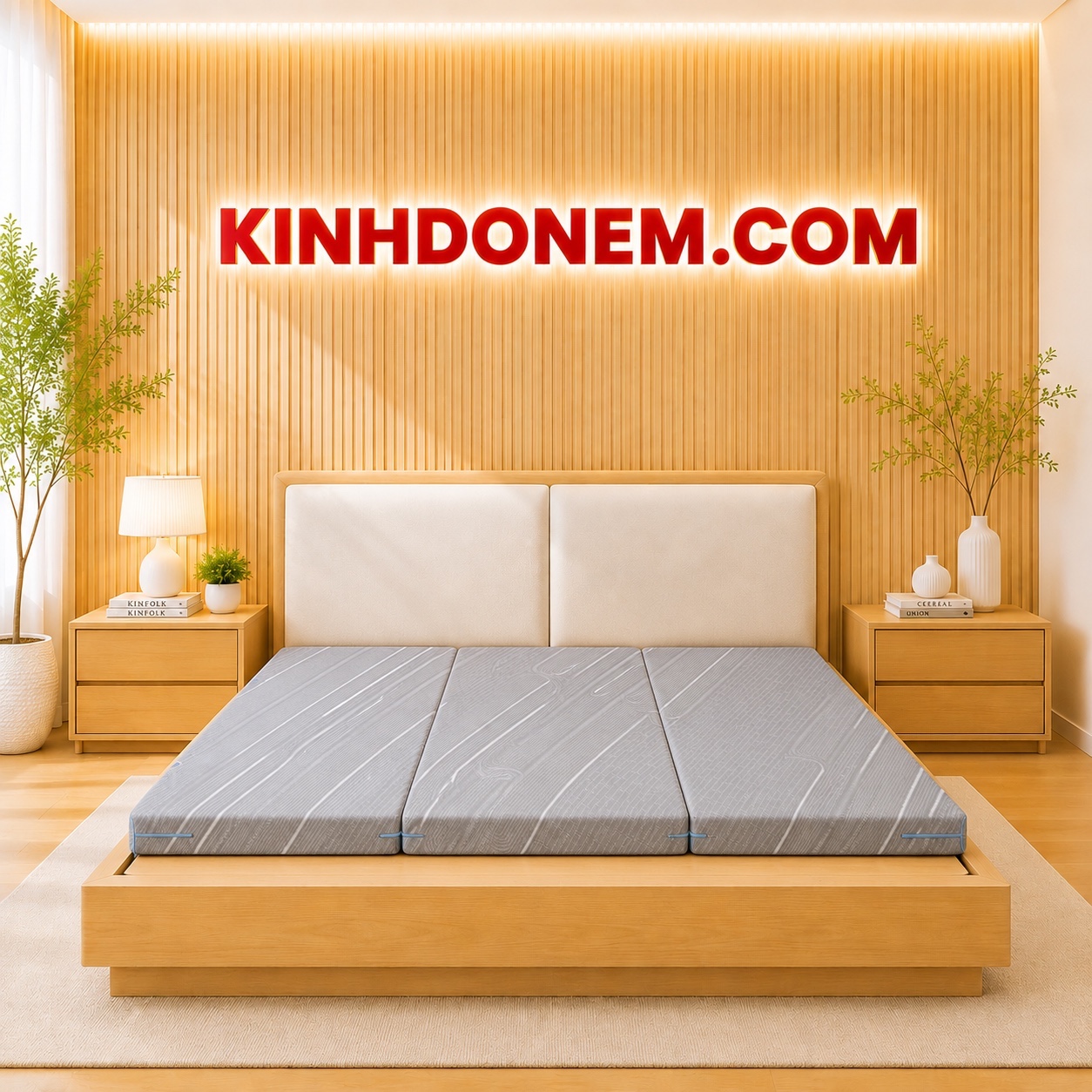 nem-bong-ep-cao-cap-fairy-gray-titan Nệm bông ép gấp 3 Fairy 9P áo gấm cao cấp thiết kế sang trọng chắc chắn và tiện lợi cho phòng ngủ hiện đại