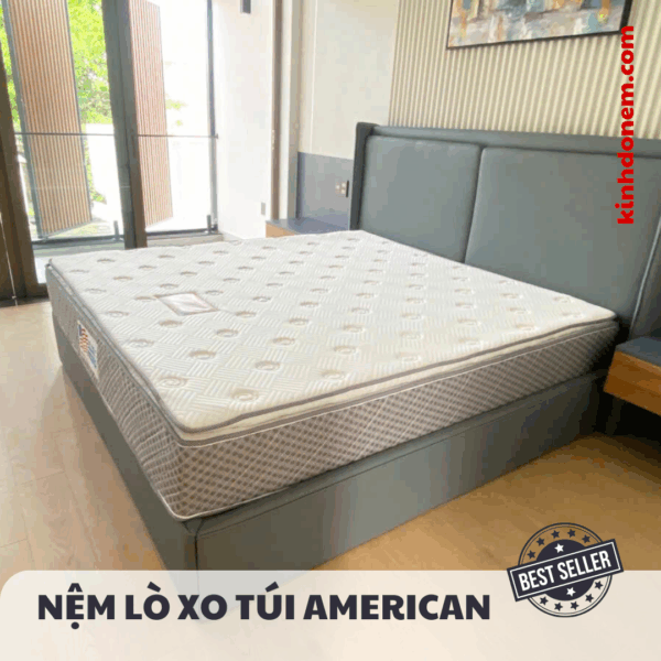 Nệm Lò Xo Túi Độc Lập Việt Mỹ American 3 Viền