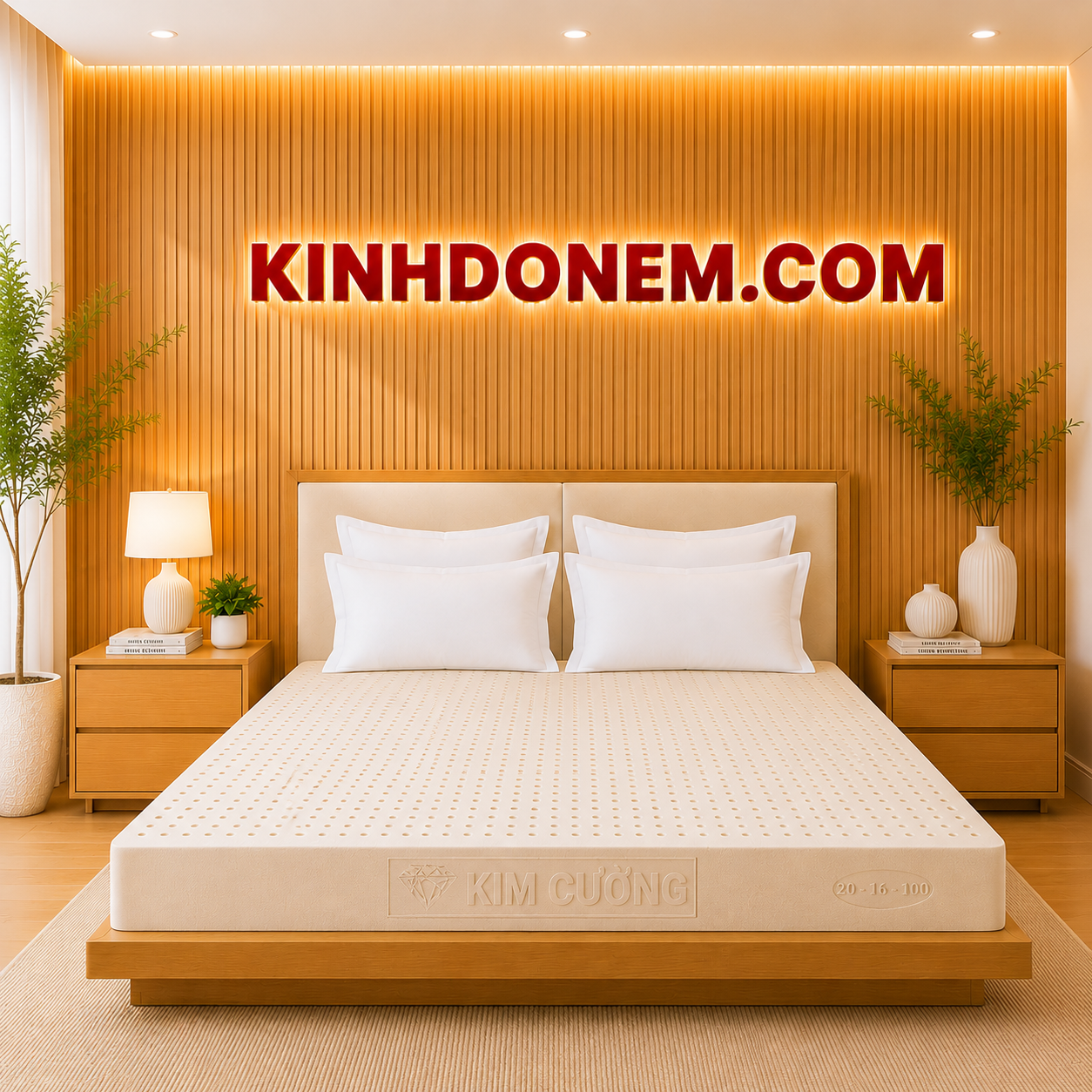 nệm-kim-cương-cao-su-thiên-nhiên Nệm cao su thiên nhiên Kim Cương Princess Gold cao cấp đàn hồi êm ái và nâng đỡ cơ thể hiệu quả.