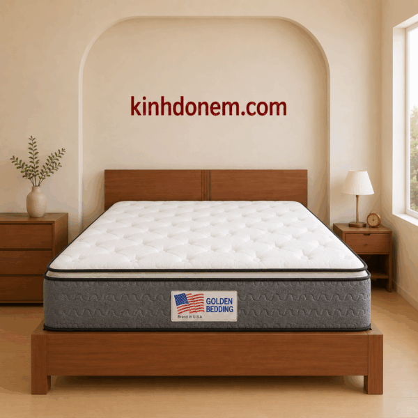 Nệm lò xo túi Spring Gold Việt Mỹ 3 viền cao cấp thiết kế dày dặn sang trọng đặt trên giường phòng ngủ hiện đại