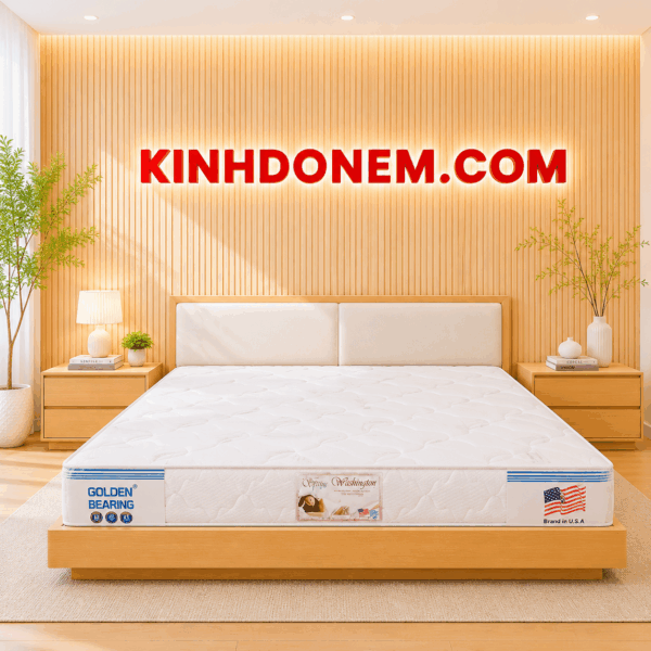 Nệm lò xo Washington Việt Mỹ 2 viền cao cấp với thiết kế sang trọng, bề mặt êm ái và nâng đỡ chắc chắn
