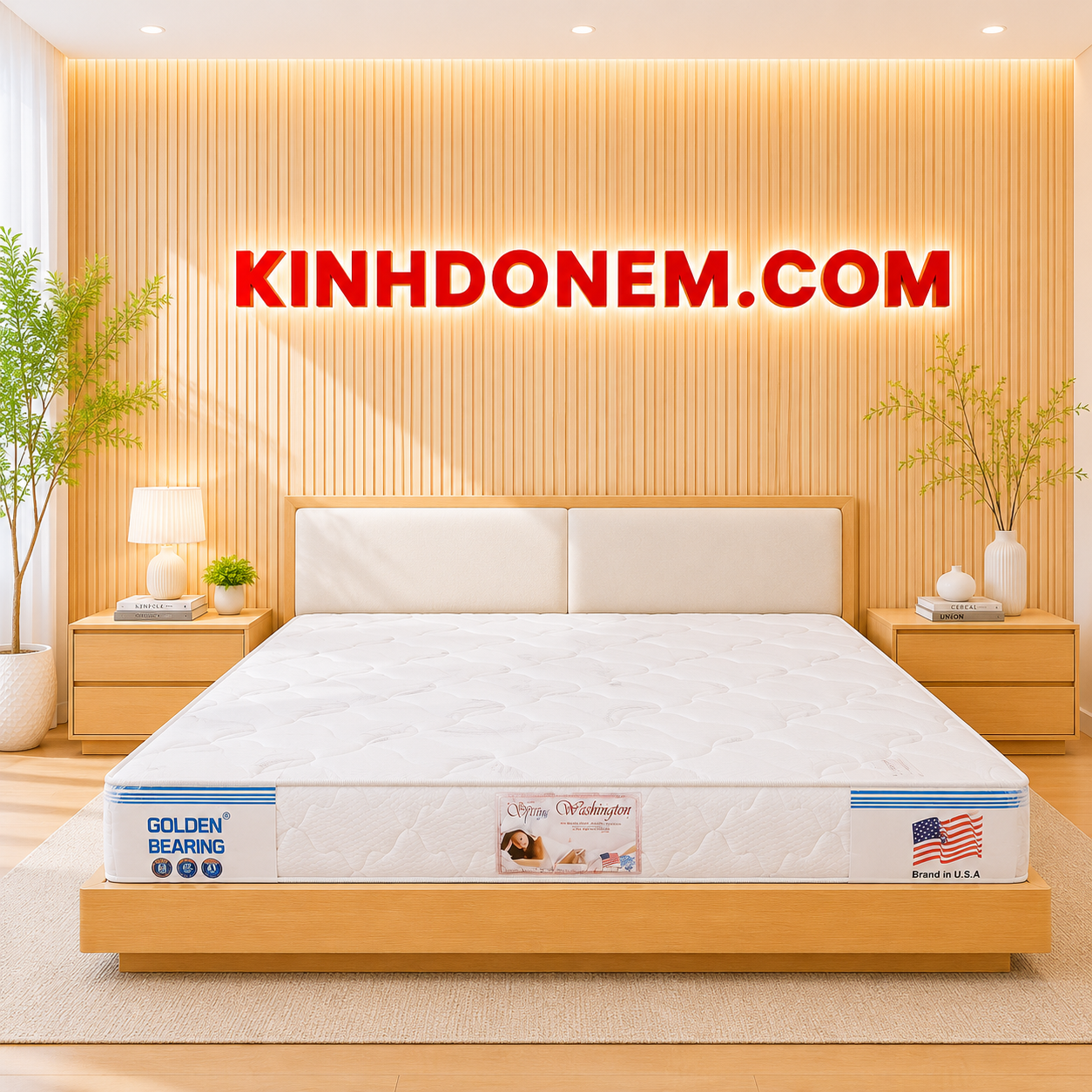 nem-lò-xo-lien-ket-washington-Viet-My Nệm lò xo Washington Việt Mỹ 2 viền cao cấp với thiết kế sang trọng, bề mặt êm ái và nâng đỡ chắc chắn